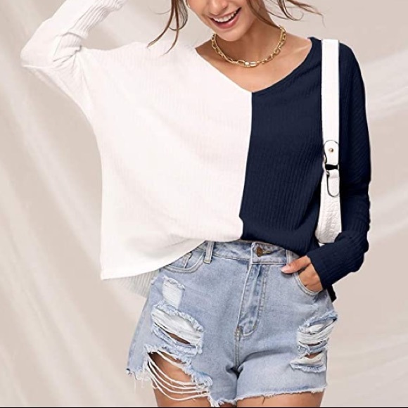 Chic Nation Tops - - ❤️❤️❤️monochrome Two tone top